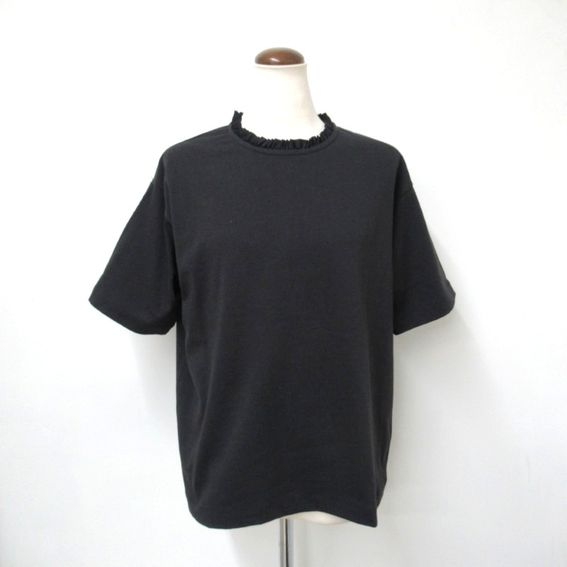 NOUVELLES DU PARADIS ドライコットン天竺フリル衿5分袖T /BK99 【日本製】